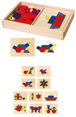 VIGA Drewniana Mozaika Geometryczna Klocki Dienesa Układanka Logiczna Montessori148 el